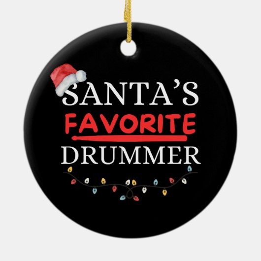 Santa's Favoriete Drummer Schattige Keramisch Ornament (Achterkant)