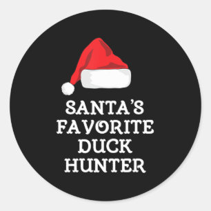 Santa's favoriete Duck Hunter Gift-kerstfeest Hu Ronde Sticker