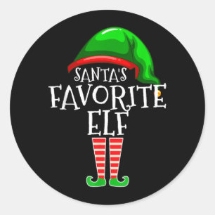 Santas Favoriete Elf Groep Matching Familie Ronde Sticker