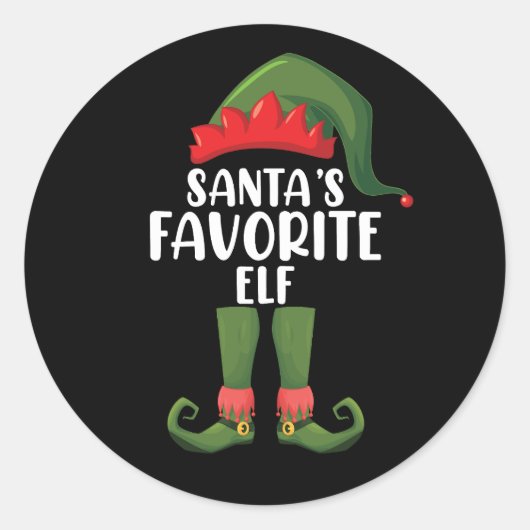 Santas Favoriete Elf Matching Family Kerstmis Ronde Sticker (Voorkant)