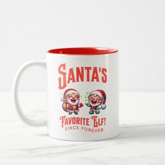 Santa's favoriete elf sinds eeuwig tweekleurige koffiemok (Links)