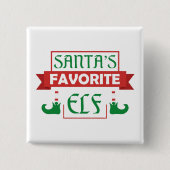 Santa's favoriete Elf Vierkante Button 5,1 Cm (Voorkant)