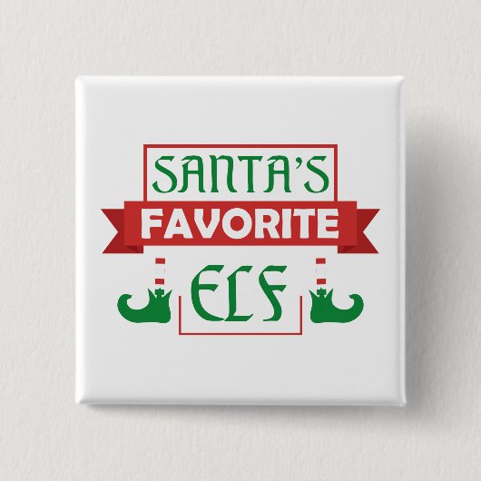 Santa's favoriete Elf Vierkante Button 5,1 Cm (Voorkant)