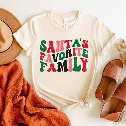 Santa's Favoriete Familie Kerstmis Groovy wit T-shirt