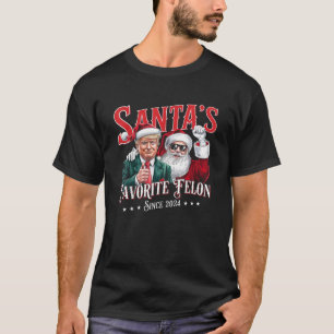 Santa's Favoriete Felon 2024 Kerst Grappig Trump T-shirt