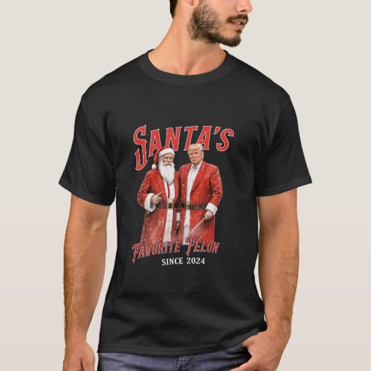 Santa's Favoriete Felon Sinds 2024 Kerst Grappig T-shirt (Voorkant)