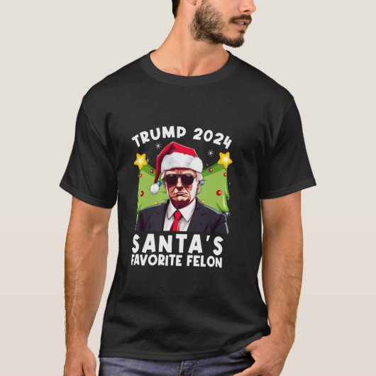 Santa's Favoriete Felon Trump 2024 Santa Hat Chris T-shirt (Voorkant)