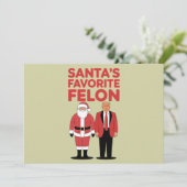 Santa's Favoriete Felon Trump Kerst Republikein Feestdagenkaart (Staand voorkant)