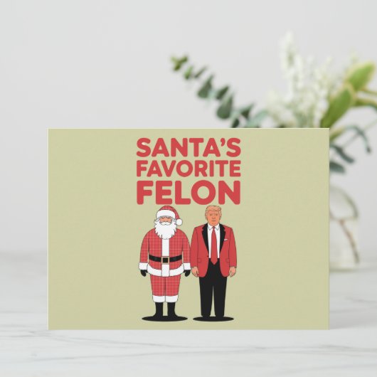 Santa's Favoriete Felon Trump Kerst Republikein Feestdagenkaart (Staand voorkant)