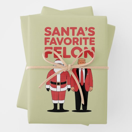 Santa's Favoriete Felon Trump Kerst Republikein Inpakpapier Vel (In situ)