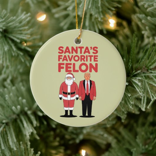 Santa's Favoriete Felon Trump Kerst Republikein Keramisch Ornament (Boom)