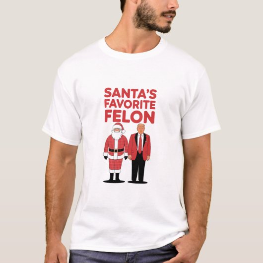 Santa's Favoriete Felon Trump Kerst Republikein T-shirt (Voorkant)