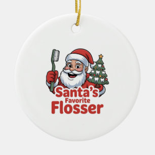 Santa's Favoriete Flosser Kerstmis Tandarts Keramisch Ornament