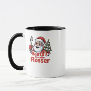 Santa's favoriete flosser Kerstmis tandarts Mok