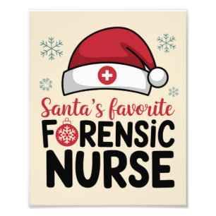 Santas Favoriete forensische zuster Funny Kerstmis Foto Afdruk