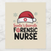 Santas Favoriete forensische zuster Funny Kerstmis Wijn Etiket (Enkel label)