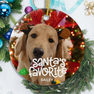 Santa's Favoriete Fun Pet met Kerstmis Puppy Dog F Keramisch Ornament