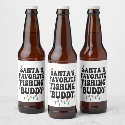 Santa's Favoriete Gevist Buddy Funny Christmas Pap Bier Etiket (Flessen)