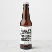 Santa's Favoriete Gevist Buddy Funny Christmas Pap Bier Etiket (Voorkant)