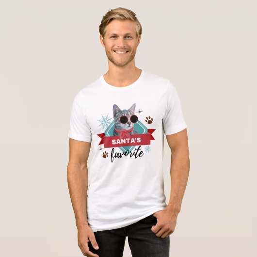 Santa's favoriete grappige kerstkerstFeestdagen Tri-Blend Shirt (Voorkant volledig)
