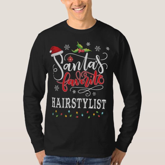 Santa's Favoriete Haarstylist Santa Hat Christmas  T-shirt (Voorkant)