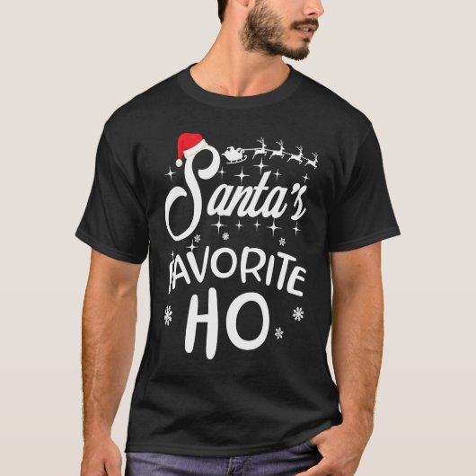 Santa's favoriete Ho Funny kerstparelkostuum S T-shirt (Voorkant)