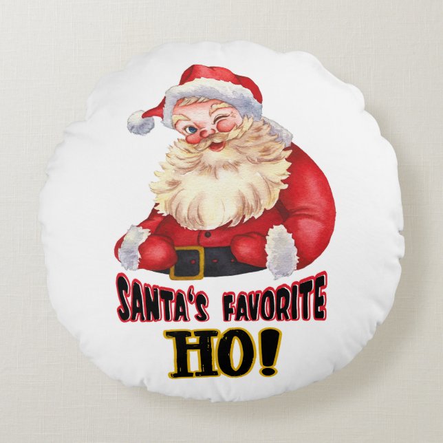 Santa's favoriete Ho Rond Kussen (Voorkant)