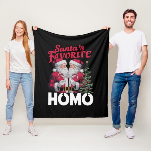 Santas Favoriete Homo Gay Kerstmis LGBTQ Pride Fleece Deken (In situ)