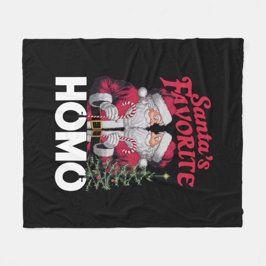Santas Favoriete Homo Gay Kerstmis LGBTQ Pride Fleece Deken (Voorkant (Horizontaal))