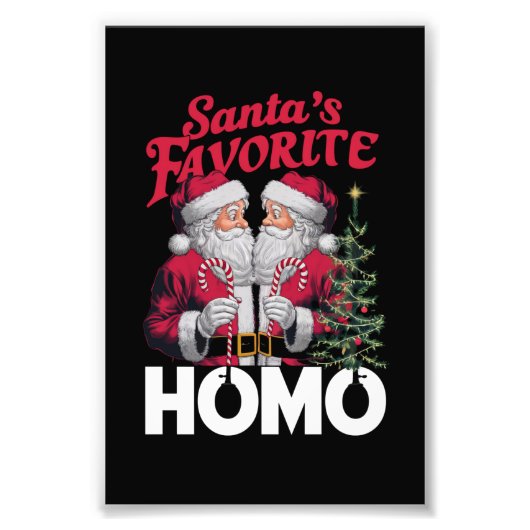 Santas Favoriete Homo Gay Kerstmis LGBTQ Pride Foto Afdruk (Voorkant)