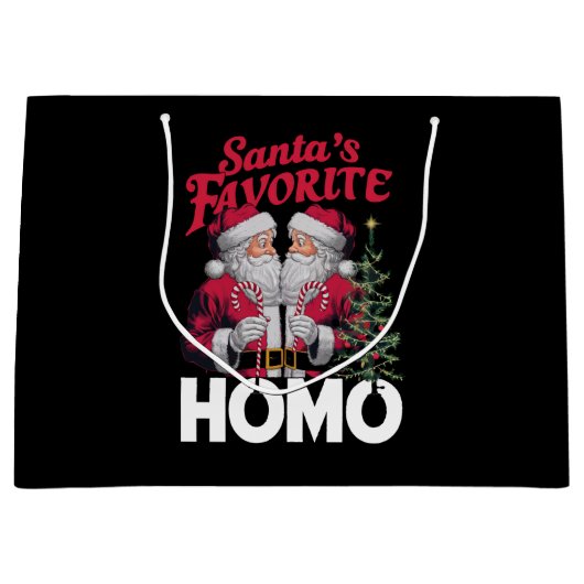 Santas Favoriete Homo Gay Kerstmis LGBTQ Pride Groot Cadeauzakje (Voorkant)