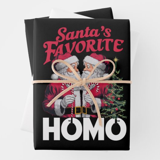 Santas Favoriete Homo Gay Kerstmis LGBTQ Pride Inpakpapier Vel (In situ)
