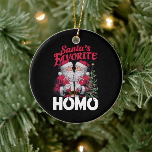 Santas Favoriete Homo Gay Kerstmis LGBTQ Pride Keramisch Ornament (Boom)