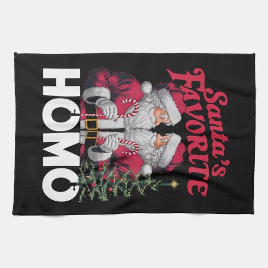 Santas Favoriete Homo Gay Kerstmis LGBTQ Pride Theedoek (Horizontaal)