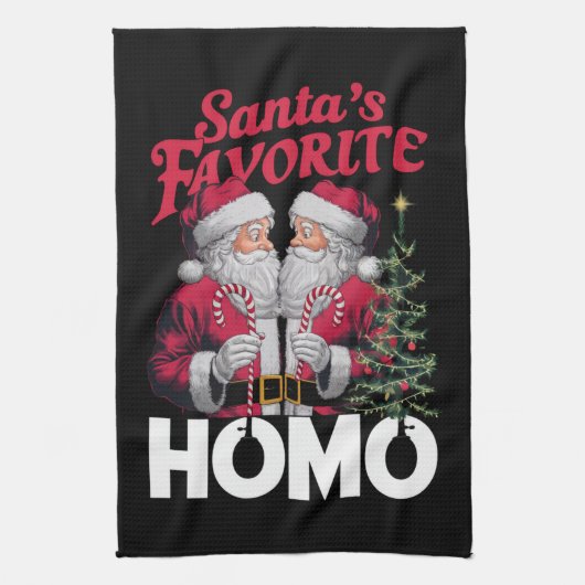 Santas Favoriete Homo Gay Kerstmis LGBTQ Pride Theedoek (Verticaal)