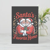 Santa's Favoriete Homo LGBT Pride Gay Kerstmis Feestdagenkaart (Staand voorkant)