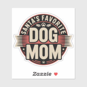 Santa's Favoriete Hond Moeder - Retro Holiday Badg Sticker
