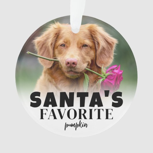 Santa's Favoriete Hond Pet Foto Kerstmis Ornament (voorkant)