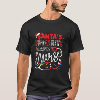 Santa's Favoriete HOSPICE Nurse Xmas Lights Leopar T-shirt