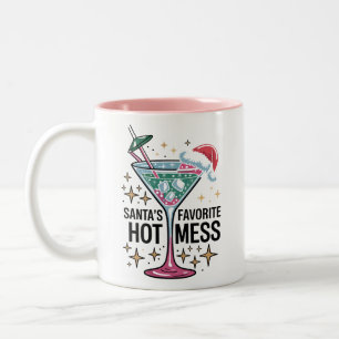 Santa's Favoriete Hot Mess  Lelijke Kerst Tweekleurige Koffiemok