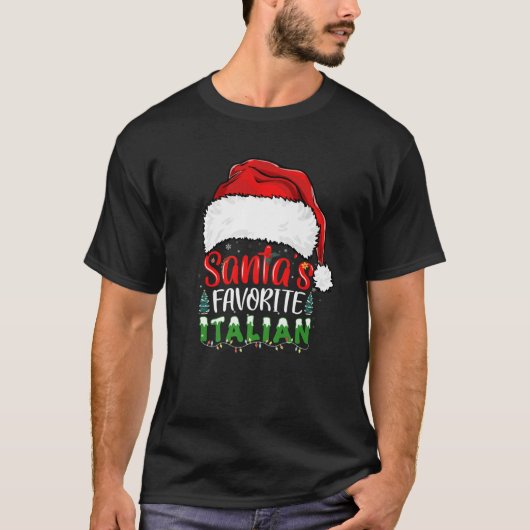 Santa's favoriete Italiaanse kerstItaliaanverlicht T-shirt (Voorkant)