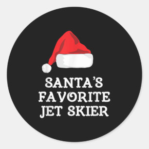 Santas Favoriete Jetskiër Kerstmis Xmas Skien Ski Ronde Sticker