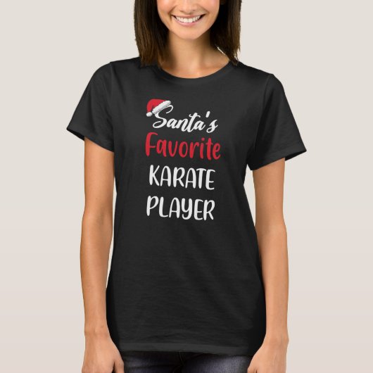Santas Favoriete Karate Player Kerstmis Karate T-shirt (Voorkant)