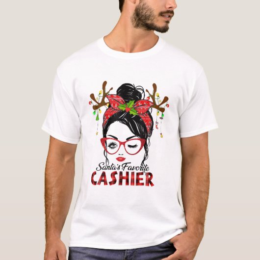 Santa's favoriete kassierbericht met kerstmis t-shirt (Voorkant)