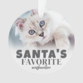 Santa's Favoriete Kattenfoto Kerstmis Ornament (voorkant)