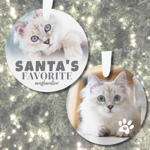 Santa's Favoriete Kattenfoto Kerstmis Ornament