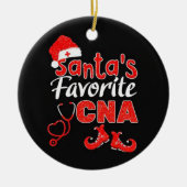 Santas-favoriete kerstkanna-ornament keramisch ornament (Voorkant)