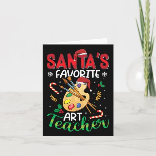 Santas Favoriete Kunstleraar Funny Kerstmis P Kaart (Voorkant)