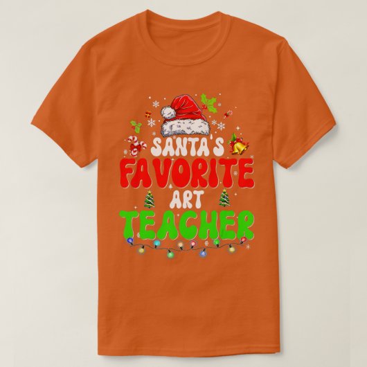 Santas Favoriete Kunstleraar Kerstmis Kerstman H T-shirt (Design voorkant)