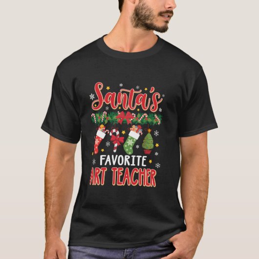 Santa's favoriete kunstleraar Santa Hat Xmas T-shirt (Voorkant)